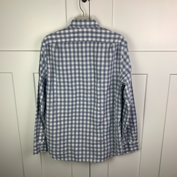 NEW J Crew Men’s MEDIUM Gingham flex casual shirt Blue White - Picture 6 of 6
